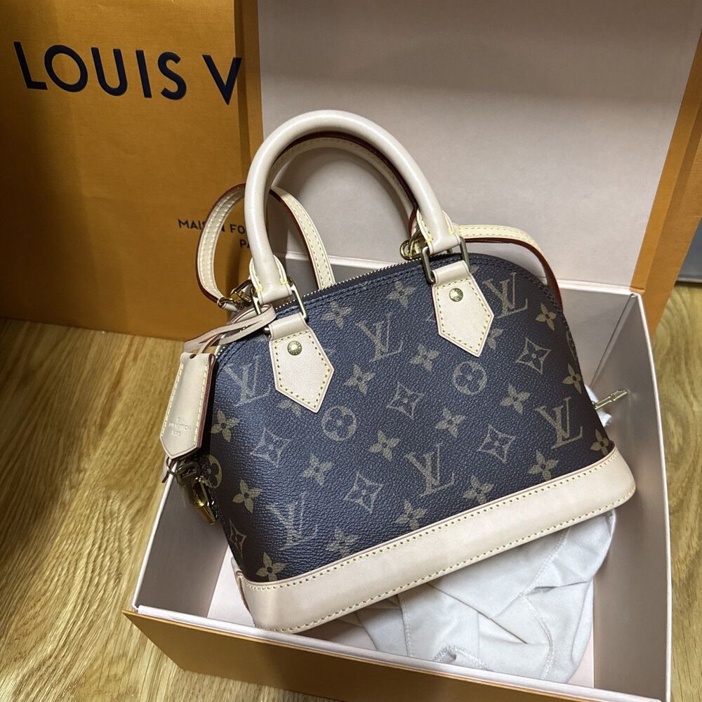 Louis Vuitton Alma Monogram Crossbody Bag BB Brown Canvas New Dust Bag And Box